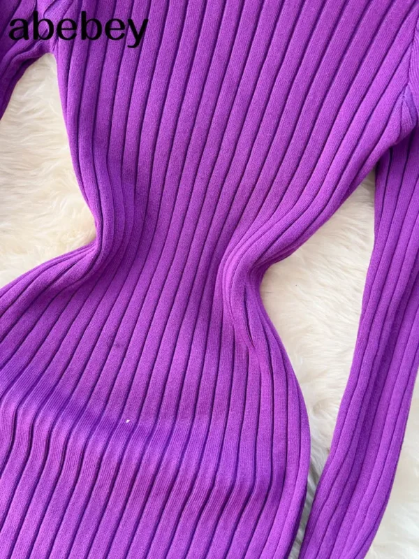 Autumn Sweater Dress Women Slim Fit O-Neck - Image 6