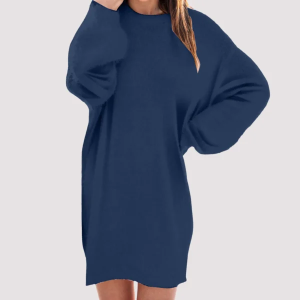 Women’s Oversized Sweater Dress, Lantern Sleeve - Image 4