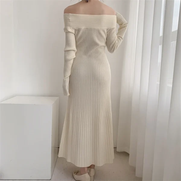 Sweater Dress: Off-Shoulder, Long Sleeve, Slim Fit - Image 4
