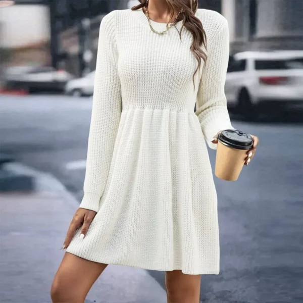 Sweater Dress Women A-Line High Waist Pullover - Image 2