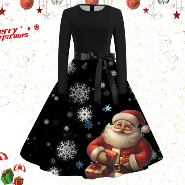 Sweater Dress Off Shoulder Printed Plus Size - Image 2