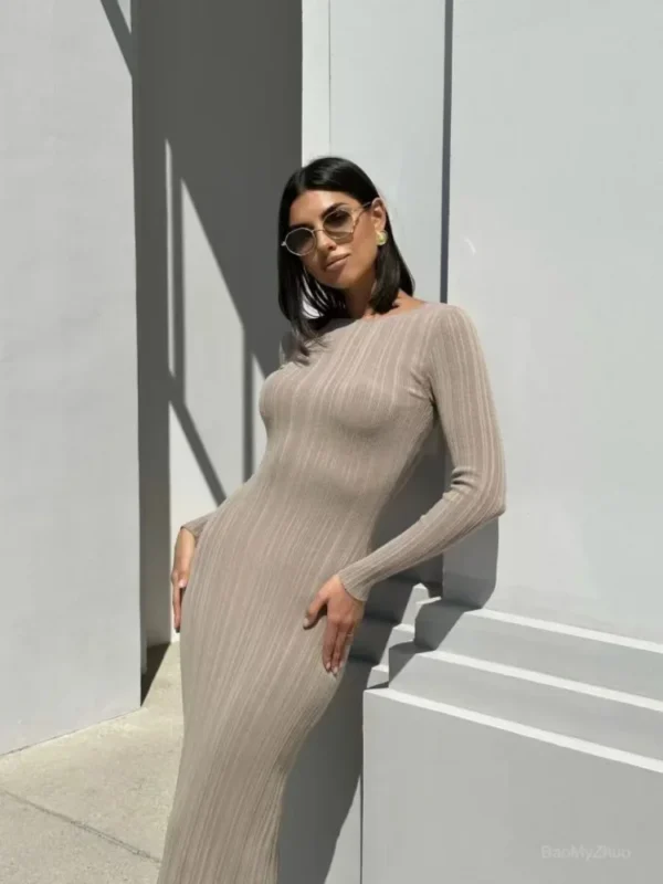 Sweater Dress Women Maxi Bodycon Knitted