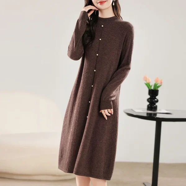 Wool Sweater Dress Women's Half-High Neck Skirt - Image 6