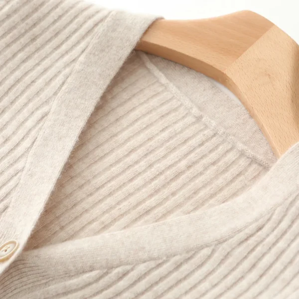 Merino Wool Sweater Dress with V-neck and Buttons - Image 5
