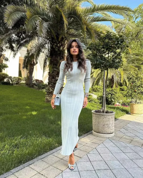 Sweater Dress Women Maxi Bodycon Knitted - Image 4