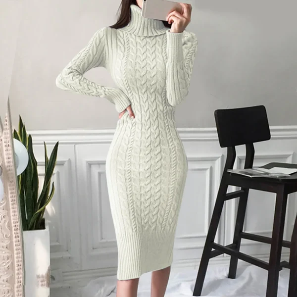 Women's Sweater Dress Turtleneck Slim Fit - Image 5