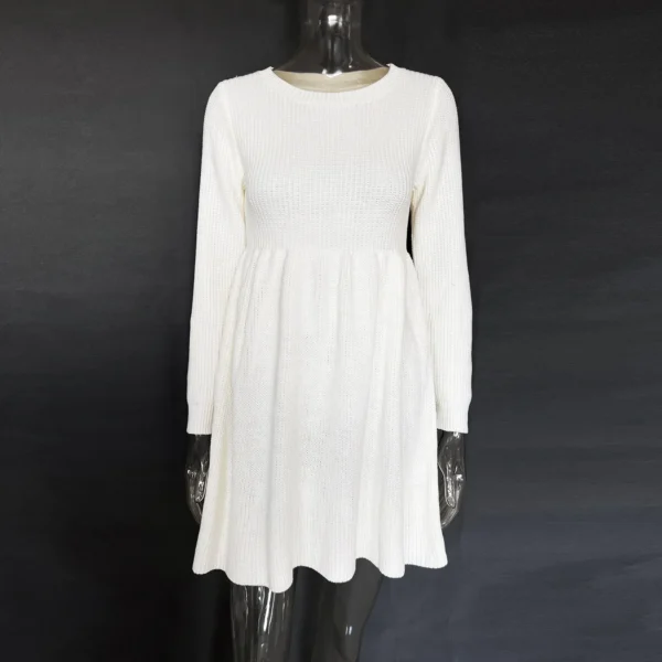 Sweater Dress Women A-Line High Waist Pullover - Image 5