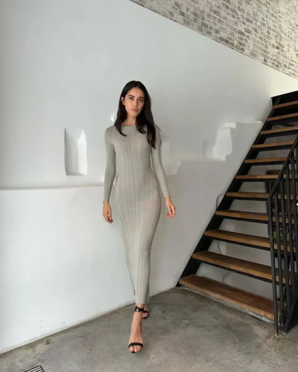 Sweater Dress Women Maxi Bodycon Knitted - Image 3