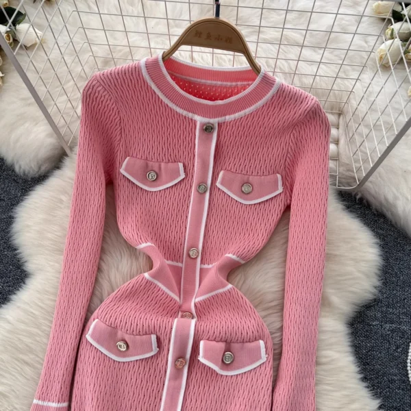 YuooMuoo Women Dress 2025 O-neck Knitted Sweater Bodycon Mini - Image 5