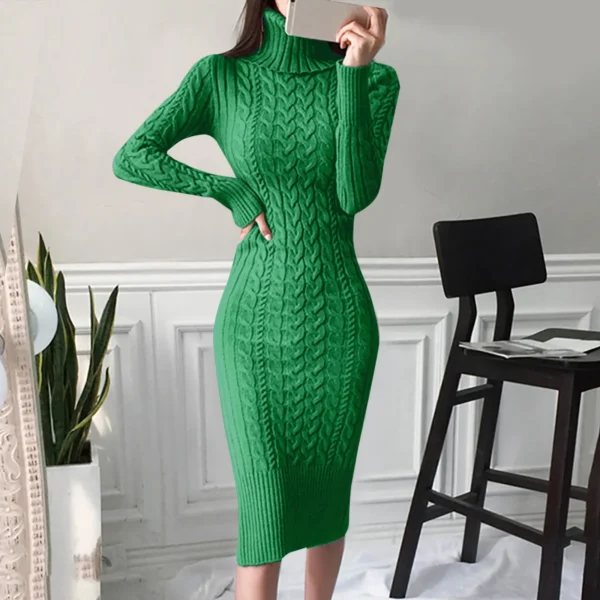 Women's Sweater Dress Turtleneck Slim Fit