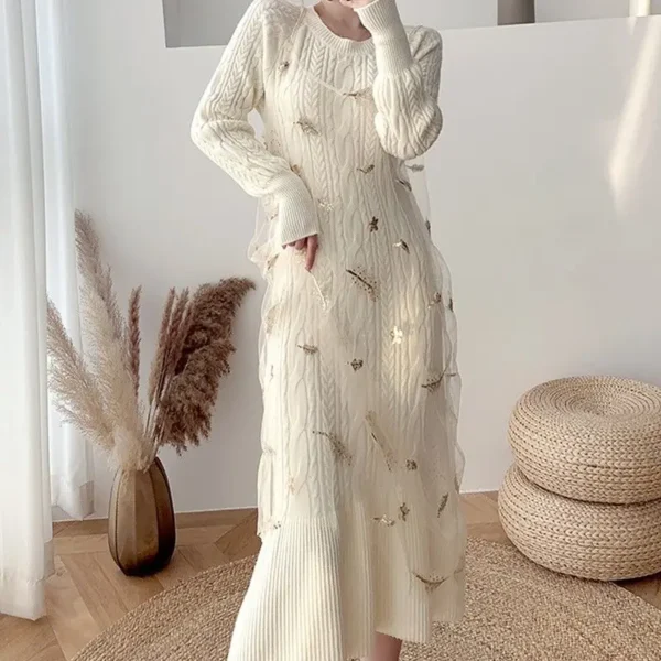 Slim Knit Sweater Dress: Korean Spaghetti Strap