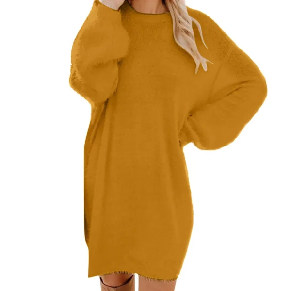 Sweater Dress Crewneck Long Sleeve Casual Warm - Image 6